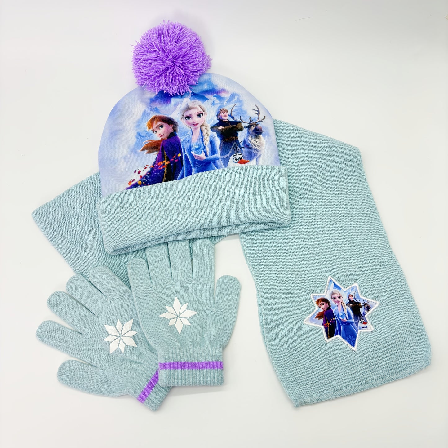 3pcs Knit Hat Set - Knitted Scarf and Gloves, Beanie