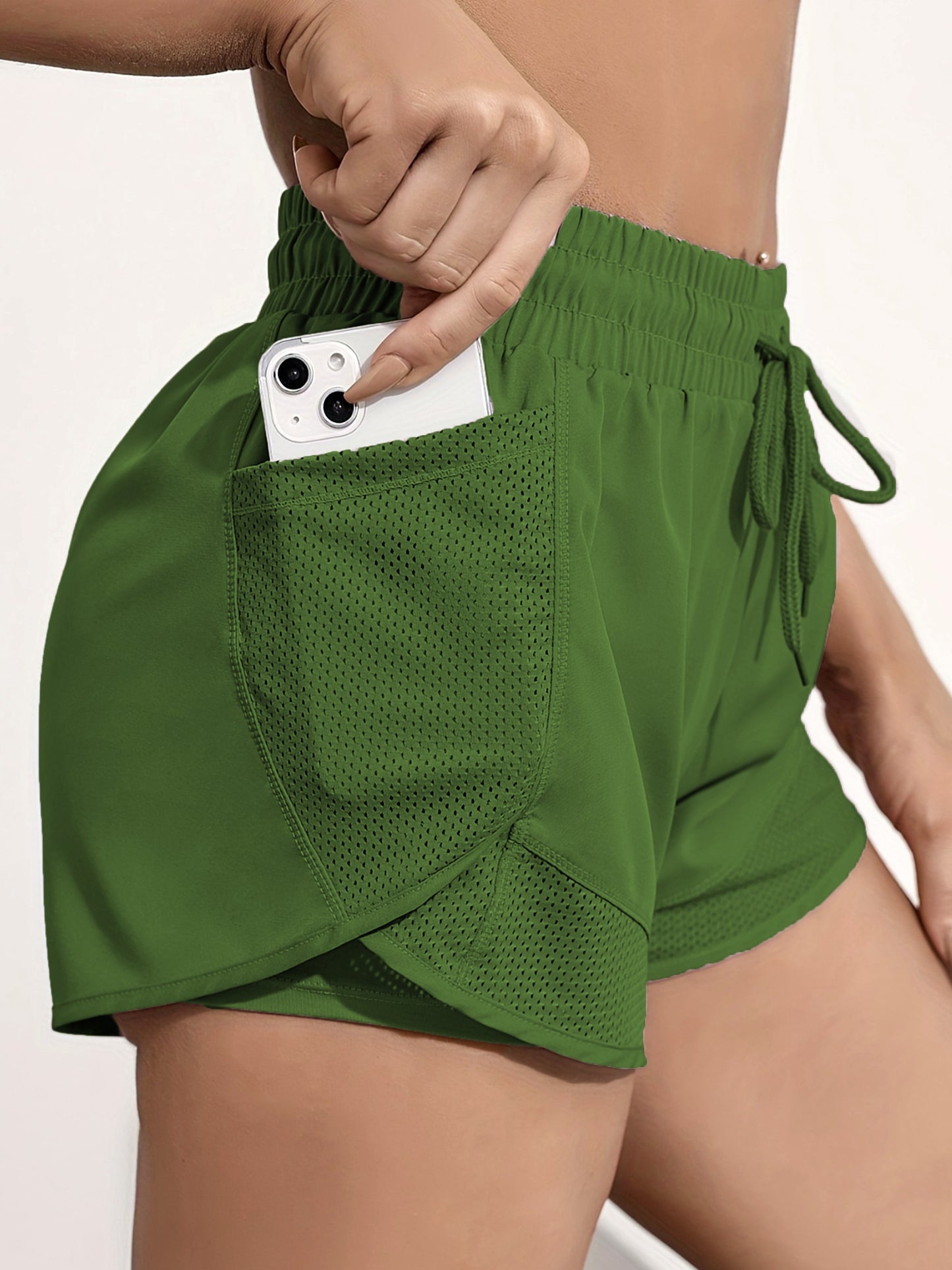 2-in-1 Quick-Drying Women's Yoga Shorts With Mesh Pockets For Casual Fitness And Gym Workouts
