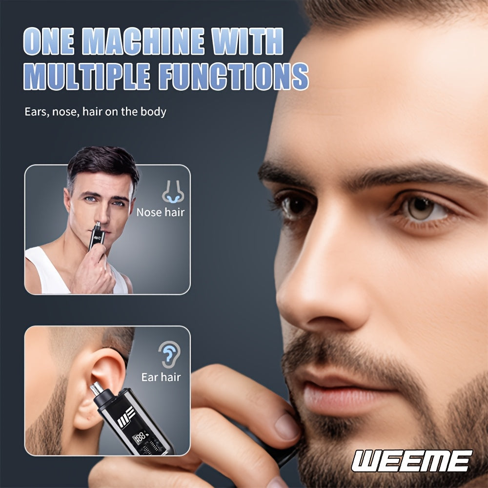 WEEME Men'S USB-Powered Ear & Nose Hair Trimmer with LCD Display.