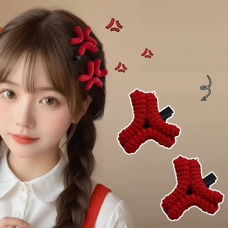 Cute Plush Angry Expression Hair Clip - Fun Cartoon Duckbill Barrette for Women, Solid Color, Simple & Chic