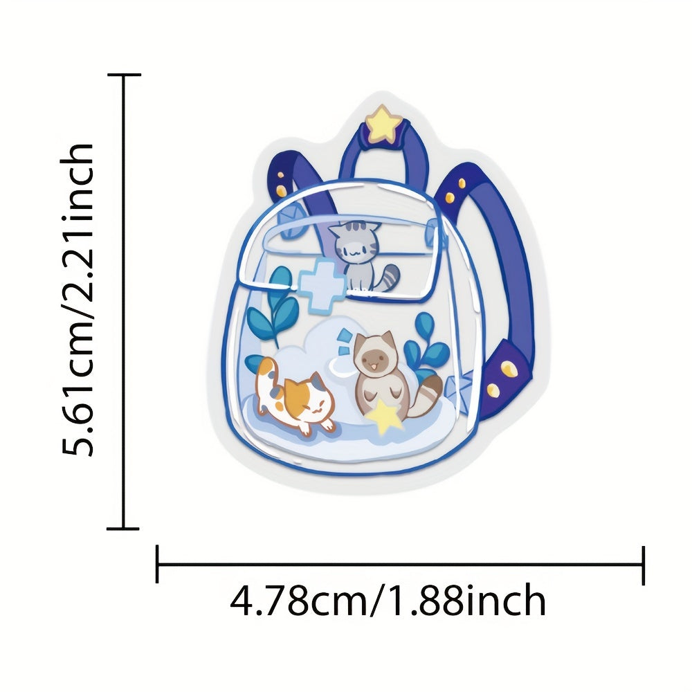 50pcs Transparent Objects Stickers Decals for Laptop Luggage Skateboard Helmet Guitar Cartoon PET Aesthetic Stickers Students Toys Gifts