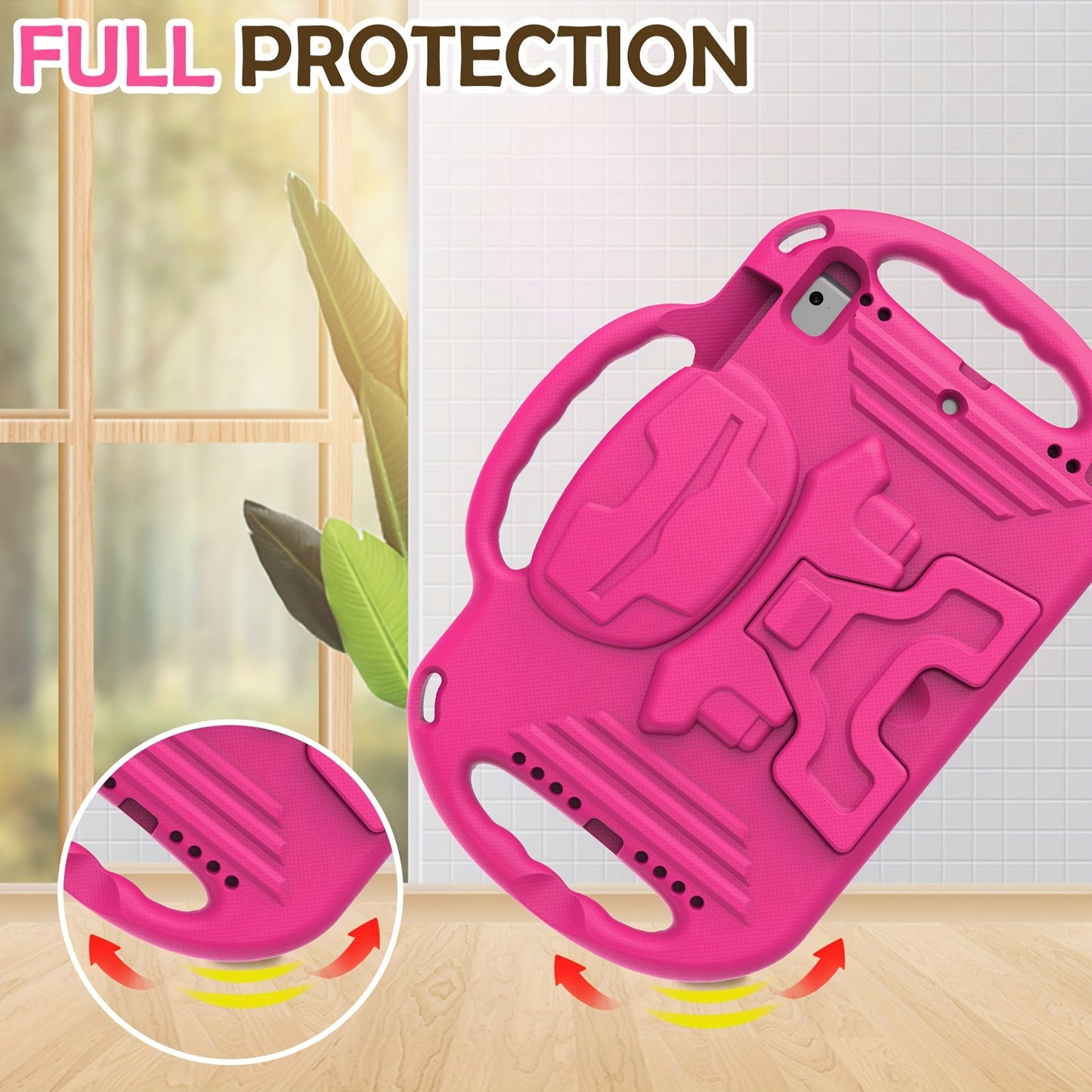 [Shockproof EVA Case] Lightweight and Shockproof EVA Case - with Cartoon Kickstand, Adjustable Strap, Three Anti-Slip Handles for iPad 5th/6th/7th/8th/9th Gen 9.7/10.2 inch, 10th Gen/Air4 10.9 inch and mini 1st/2nd/3rd/4th/5t