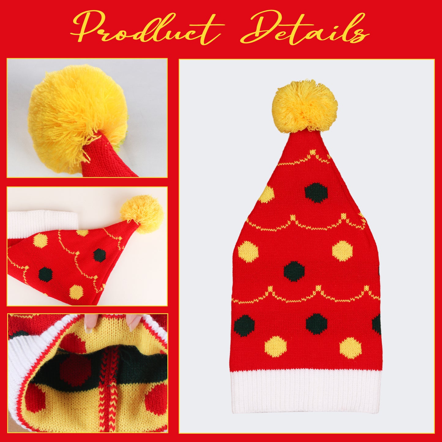 1pc Festive Santa Hat with Colorful Polka Dot Design -