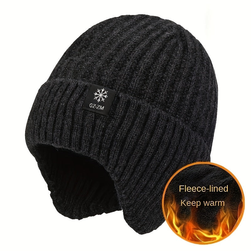 1pc Men's Thick Fleece-Lined Knit Beanie