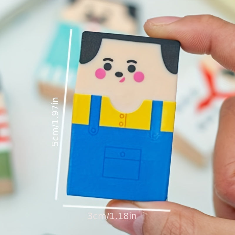 4pcs Of Novelty Bald Man Eraser Interesting Stationery School Supplies