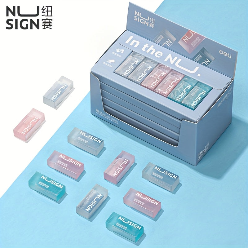 [Cute Eraser] Transparent Visible Design Rectangle Synthetic Rubber Eraser | Deli Lovely, Simple Solid Color, Cute Student School Supplies