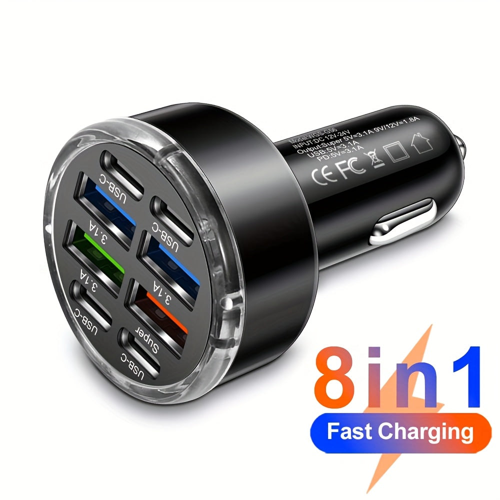 8-in-1 Car Charger with QC3.0 & PD