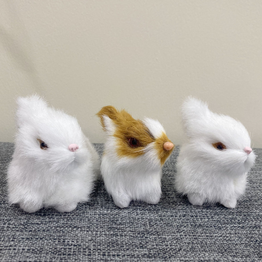 4pcs Handmade Easter Bunny Statue-Multi-Functional Holiday Decoration Suitable for Home and Bookshelf Display, Non-Electric, Less Feather, Suitable for Christmas, Halloween, Hankka, Thanksgiving, Anime Theme Decoration