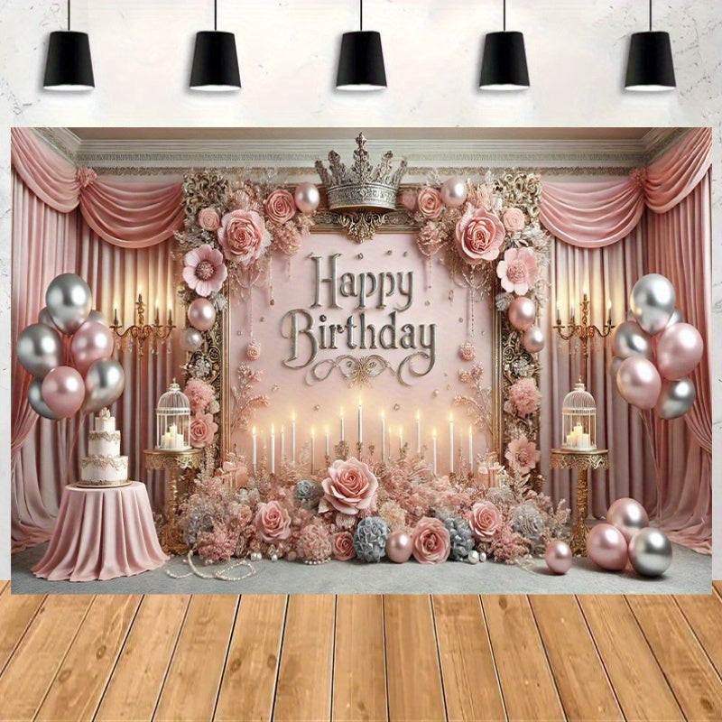 1 Pack 7x5 Feet Polyester Birthday Photography Backdrop - Multipurpose, Non-Electric, Easy-to-Use Party Banner for Cake Table, Studio Decoration, Event Celebration
