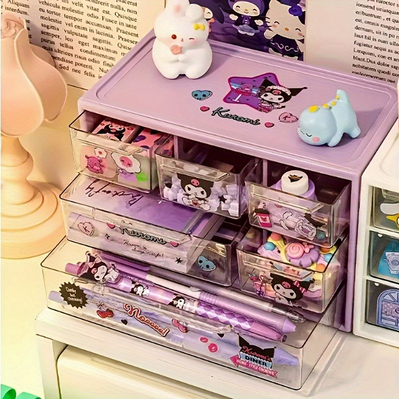Kuromi Desktop Storage Box with Six Compartments