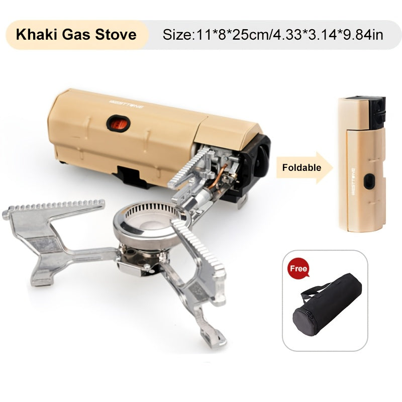 1pc WEST TUNE Portable Folding Camping Stove - Compact Outdoor Cooking Grill, Stainless Steel, Polished Finish, Ideal for BBQ, Fishing & Mountaineering, All-Season Use, Camping Cookware|Polished Finish|Stainless Steel Grate