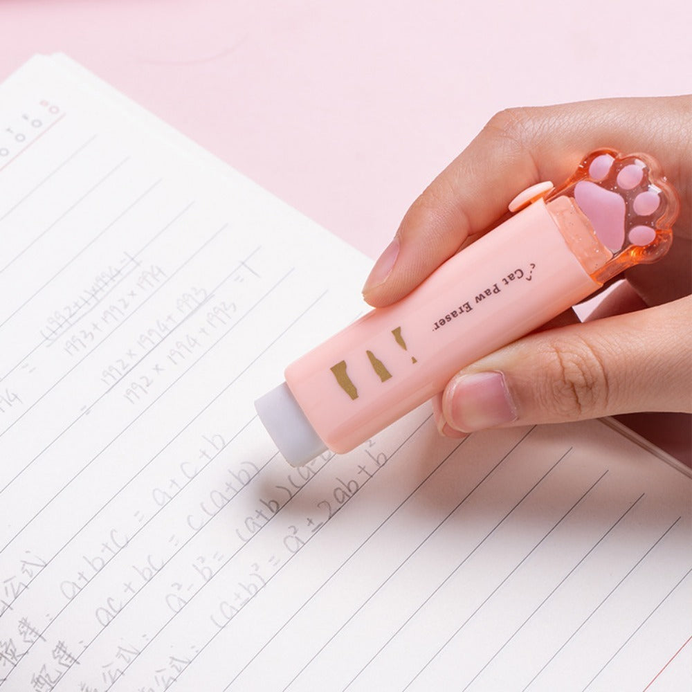 4pcs Cute Erasers, Retractable Eraser Kawaii Cat Paw Erasers for people,Rubber Push-Pull Eraser for Writing,Drawing Aesthetic Erasers for Office Supplies