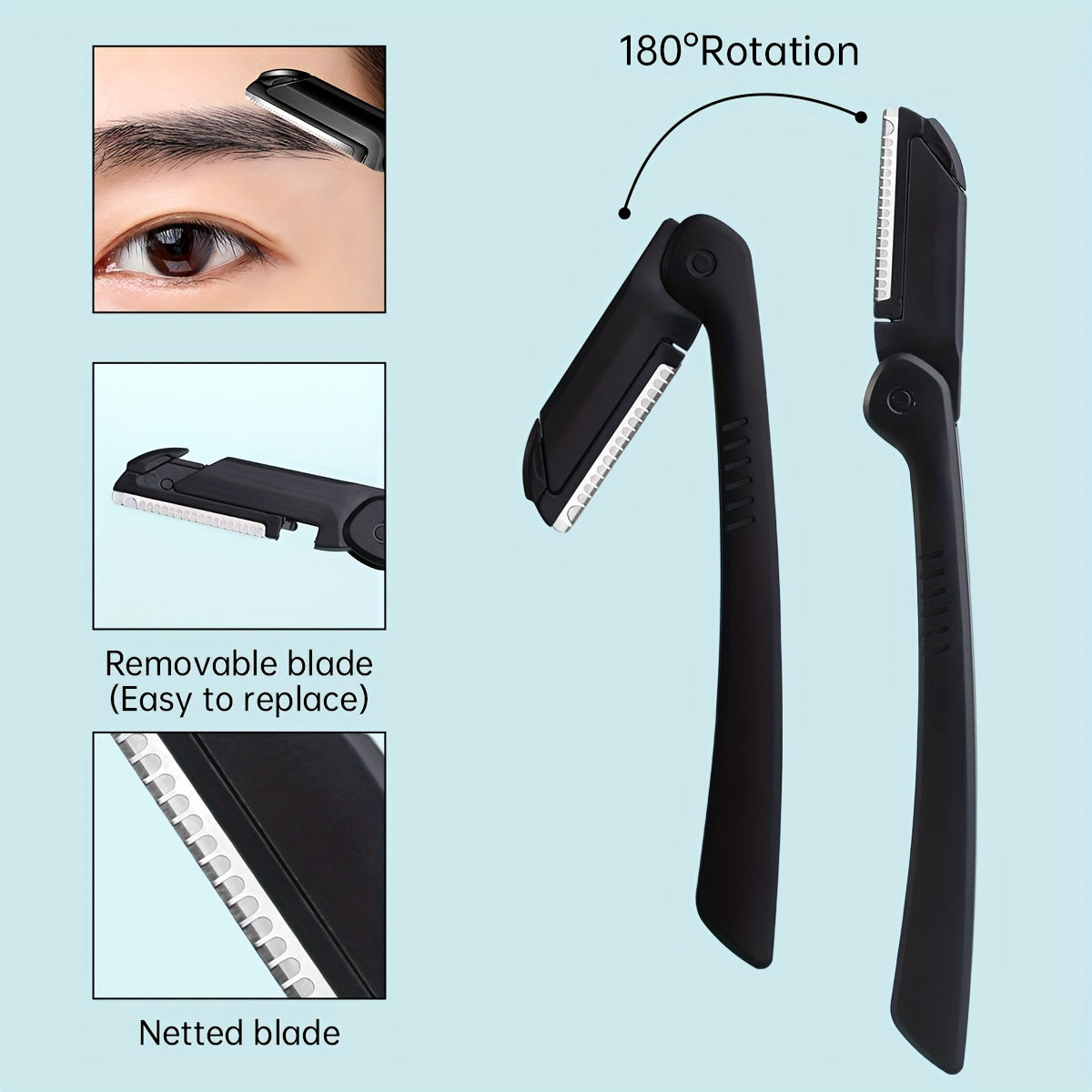 8/9/12pcs Stainless Steel Eyebrow Grooming Kit, Portable Black Set for Women and Men, Includes Eyebrow Brush, Razors, Comb, Scissors, Folding Razor, Trimmer, Tweezers with Comb, Lash Separator, No Electricity Needed