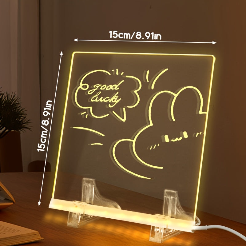 AMILL Acrylic LED Message Board - Erasable Light-Up Drawing Board with 7-Color Pens & Cleaning Cloth, USB-Powered Modern Desk Night Light for Birthdays, Special Occasions, Creative Gift Idea, Special Occasion Gift | Colorful