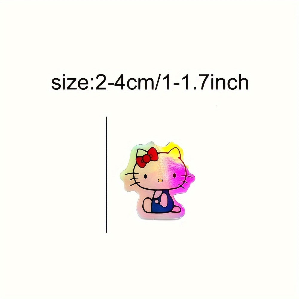50pcs Sanrio Hellokitty Glitter Stickers | Laser Cartoon Stickers Cute cartoon cute image waterproof DIY decorative stickers for Party Supplies, Party Favors, Birthdays Gift for Christmas Halloween Gift,