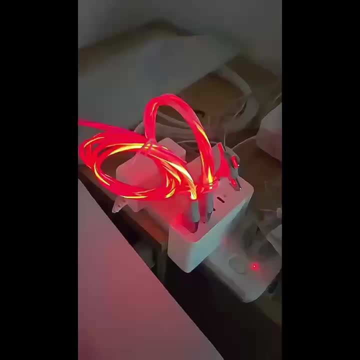 3-in-1 Flowing Glow Cable - Fast Charging Micro USB Type-C for iPhone 14, 13, 12, 11 Pro Max, XS, XR, SE 8, 7, 6 | Compatible with Samsung, Xiaomi, Oppo, Vivo, Lenovo | 1M Length, 10-20W Output, ≤36V, 1M Charging Cable | Vi
