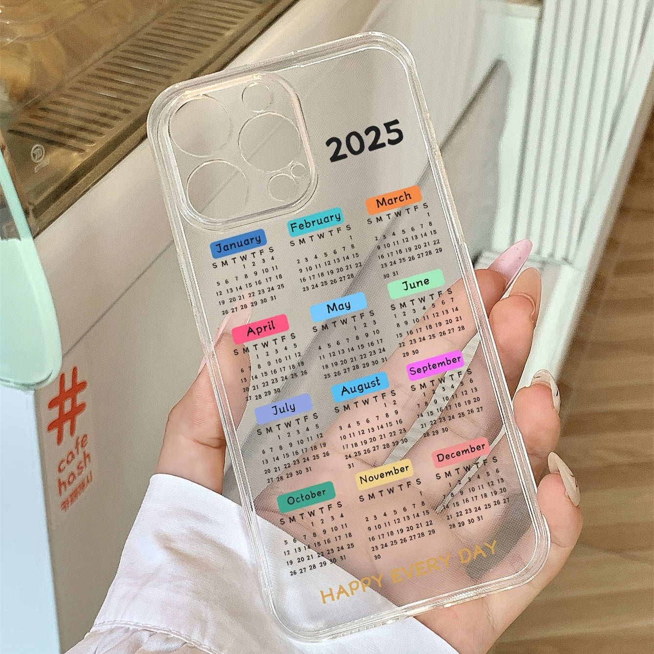 A 2025 Calendar Shockproof Transparent TPU Phone Case, Featuring a Minimalist Luxury Design That Is Dirt-Resistant And Durable, Compatible with Iphone 16/16 Plus/16 Pro/16 Pro Max, Iphone 15/15 Plus/15 Pro/15 Pro Max, Iphone