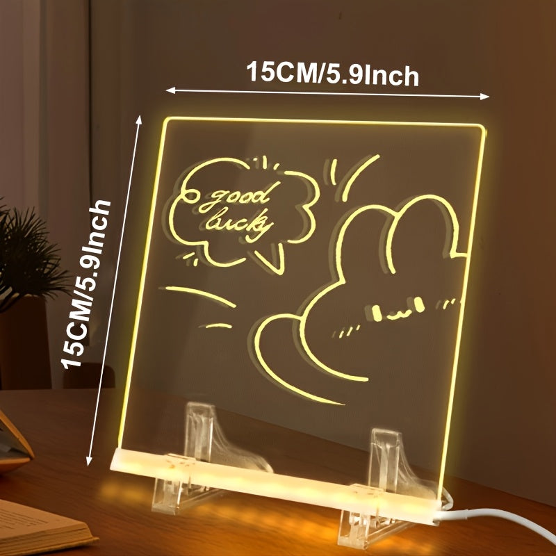 AMILL Acrylic LED Message Board - Erasable Light-Up Drawing Board with 7-Color Pens & Cleaning Cloth, USB-Powered Modern Desk Night Light for Birthdays, Special Occasions, Creative Gift Idea, Special Occasion Gift | Colorful