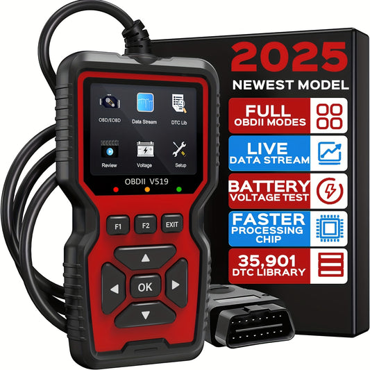 Professional OBD2 Scanner with 35,901 DTC Library & 2025 Model Updates - Live Data Stream, Battery Voltage Checker, Check Engine Light Reset, No Battery Required for Cars, Trucks, SUVs (2024 Release), Vehicle Maintenance Tool