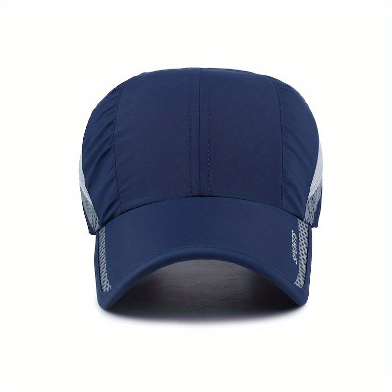 [Quick-Dry Sport Cap Sun Protection] 1 EDIKO Quick-Dry Sport Cap, Adjustable, Breathable Mesh Back, Sun Protection Hat for Outdoor Activities, Camping & Hiking - Navy Blue with Gray Accents, Hiking Accessories