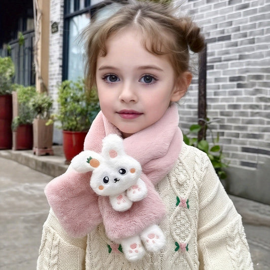 1pc Kids Scarf, Cartoon Bunny Desig