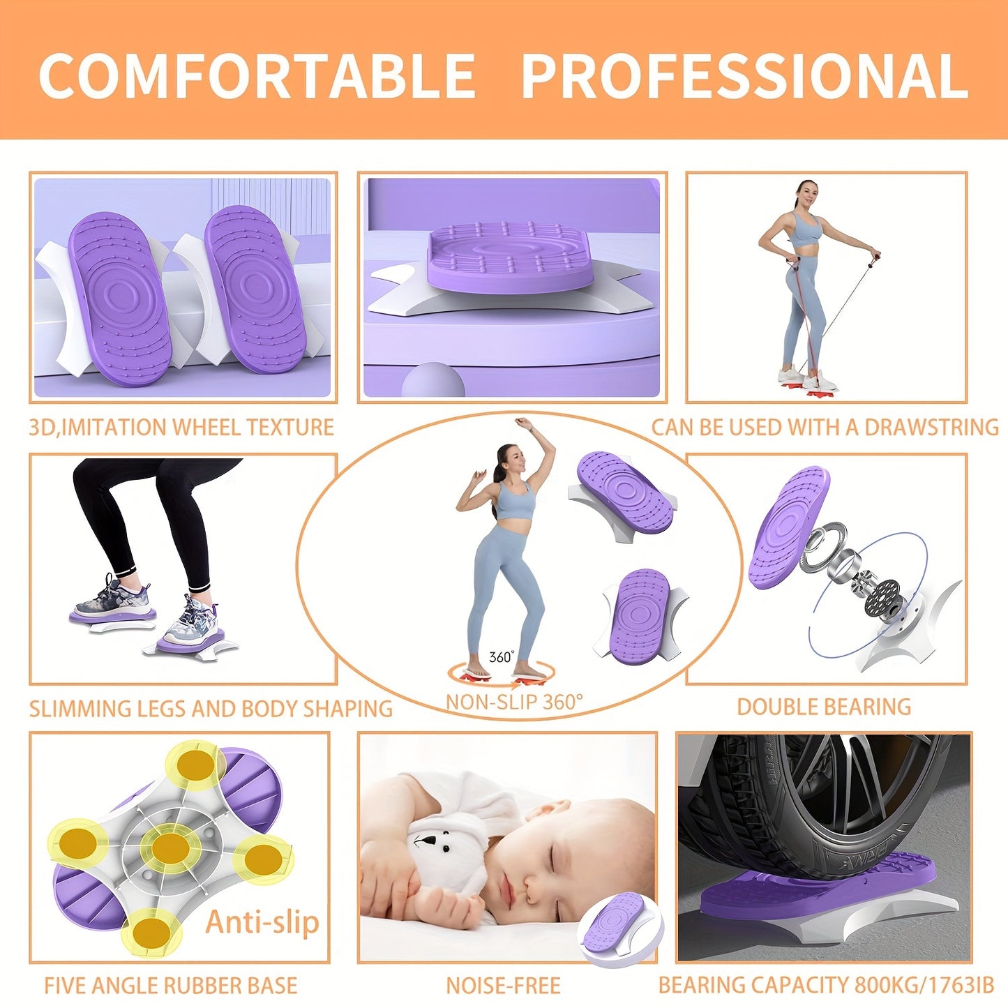 High-Intensity Waist Slimming Machine - A Pair of Split Twisting Discs, Easy and Silent Exercise at Home for Weight Loss and Muscle Shaping