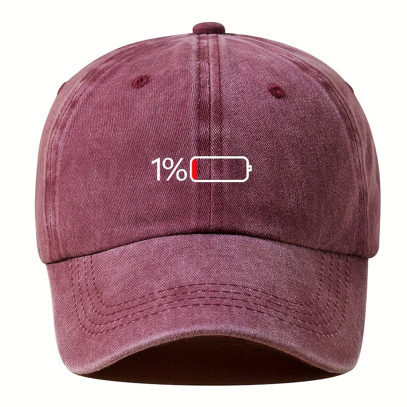 Breathable Unisex Baseball Cap - 1pc Sunshade Cap With Battery Pattern - Outdoor Sport Gift For Men Women