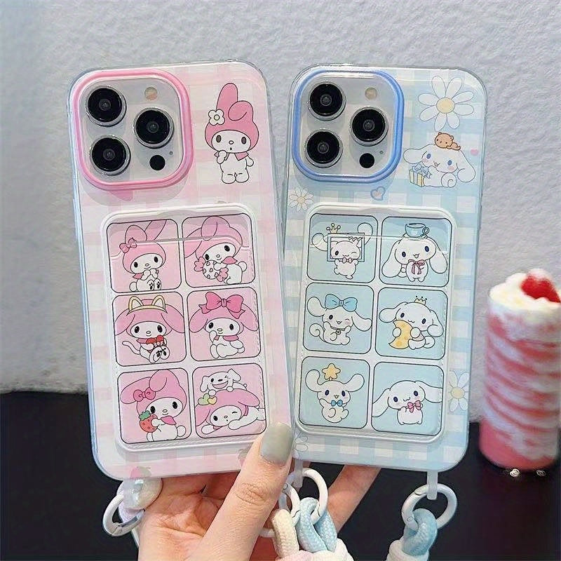Authorized Sanrio, a Cute Phone Case with a Strap Featuring for cinnamoroll And Melody, Suitable for Iphone 16, 16 Pro Max, 13, 14, 15, 15 Pro, 15 Pro Max, 16 Pro, XS Max, And XR. It'S a Soft, Transparent, Full-Protection Cas