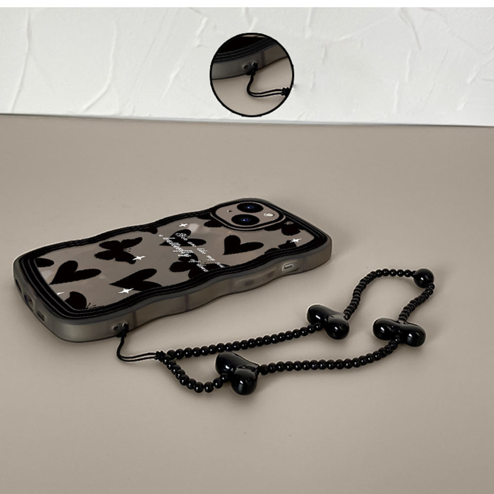 A Heart-Shaped Phone Case with a Butterfly Pattern and a Free Bracelet!