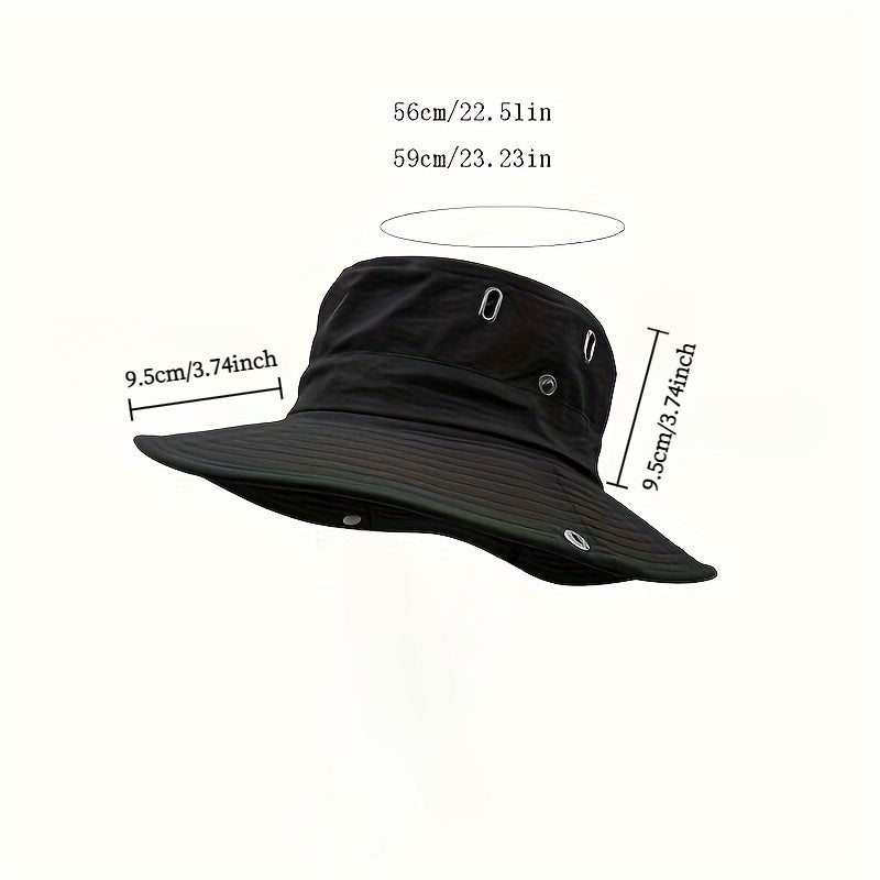 [Breathable Sun Hat] 100% Polyester Men's Breathable Sun Hat | Sports Style, Dual Ventilation, Essential for Outdoor Fishing & Travel, Woven Fabric Cap, Black, Hand Wash/Dry Clean | Perfect for Valentine's Day & Father's Day