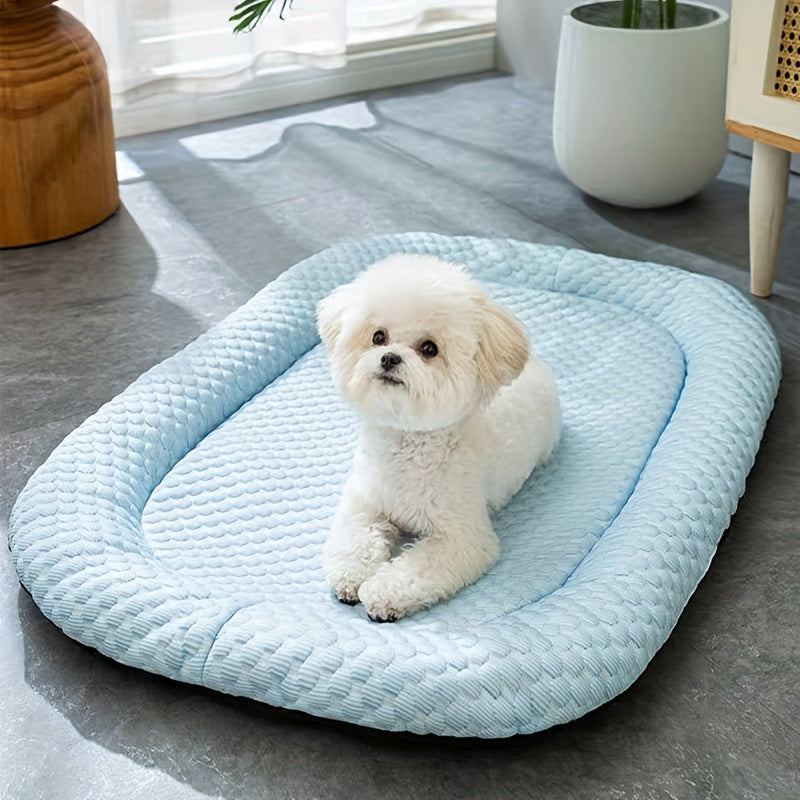 Light Blue Washable Summer Cooling Mat for Dogs - Cool Bean Pad for Pets When Going Out, Car Pet Cooling Pad, Breathable and Comfortable, Heat Dissipation and Ventilation, Kühlmatte Hund