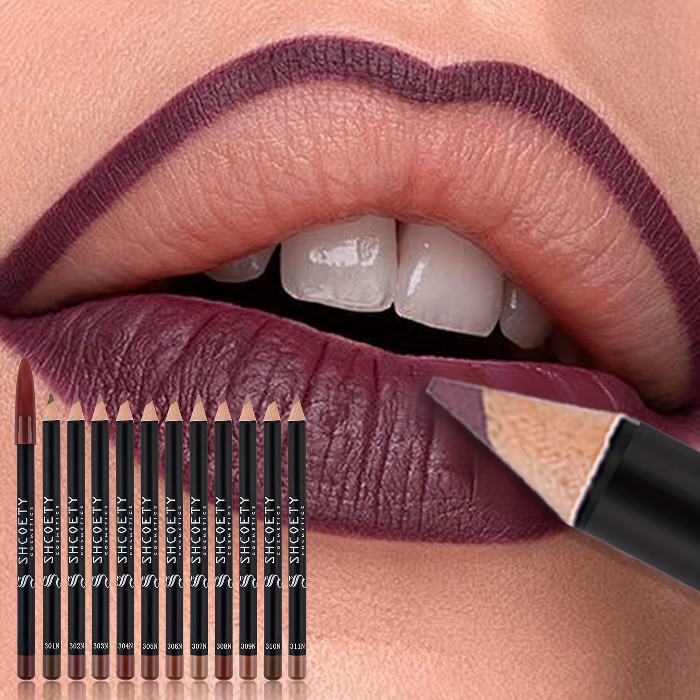12 Colors Matte Lipstick Lip Liner Pen Set Nude Color Long-Lasting