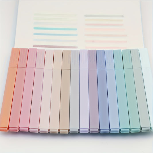 12pcs Pastel Highlighter Set - Non-bleeding, Fringe-Free, Perfect for Journals, School & Office Supplies - Ideal Easter Gift, School Supplies|Pastel Colors|Smudgeproof Ink