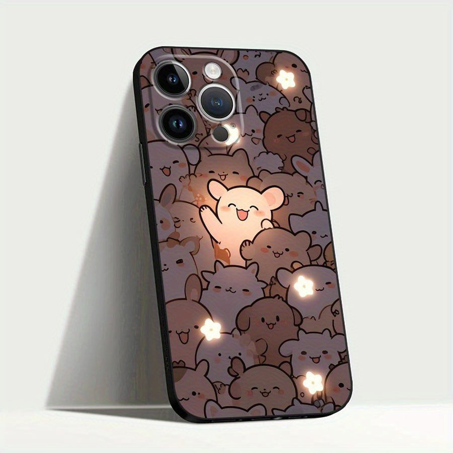 Case for Apple iPhone 16 Pro Max 11 13 15 14 Plus12 Mini Black Soft Shell Phone Cover Cartoon Cute Bear