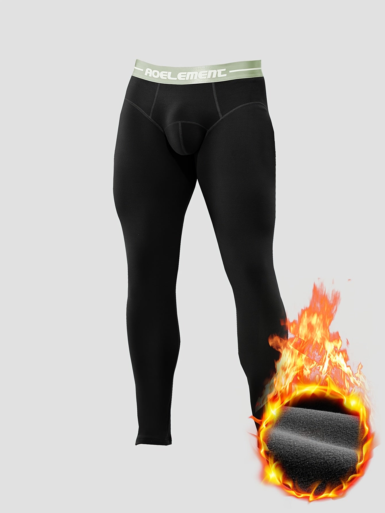 Men's Thermal Underwear Winter Warm Flocked Base Layer Pants - Heavy-Duty, All-Season & Elastic Fit for Cold Weather.