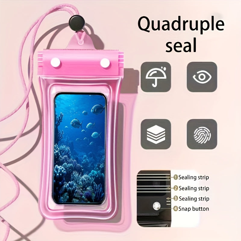 1PSC/2pcs new four-color optional summer waterproof mobile phone bag air hemming thickened mobile phone case waterproof bag, waterproof mobile phone case universal mobile phone of various sizes, suitable for beach cruise trav