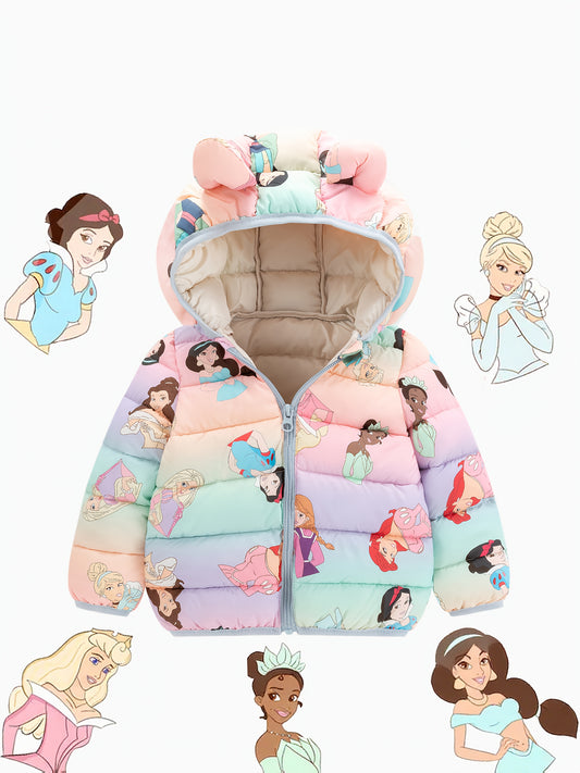 Disney Princess Cartoon Print Kids Winter Jacket