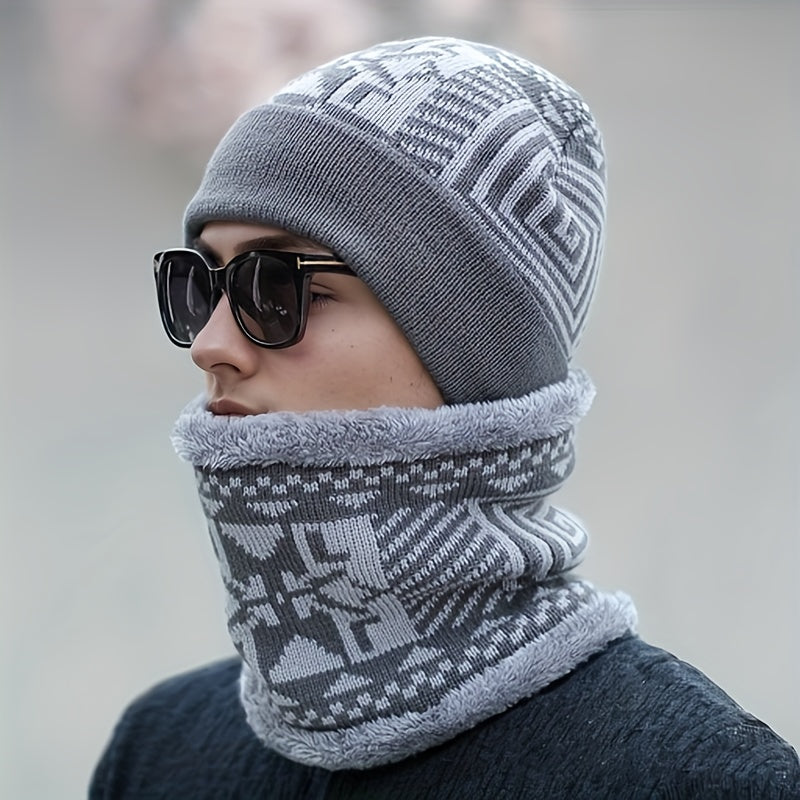 2pcs Men's Hat+Scarf Autumn