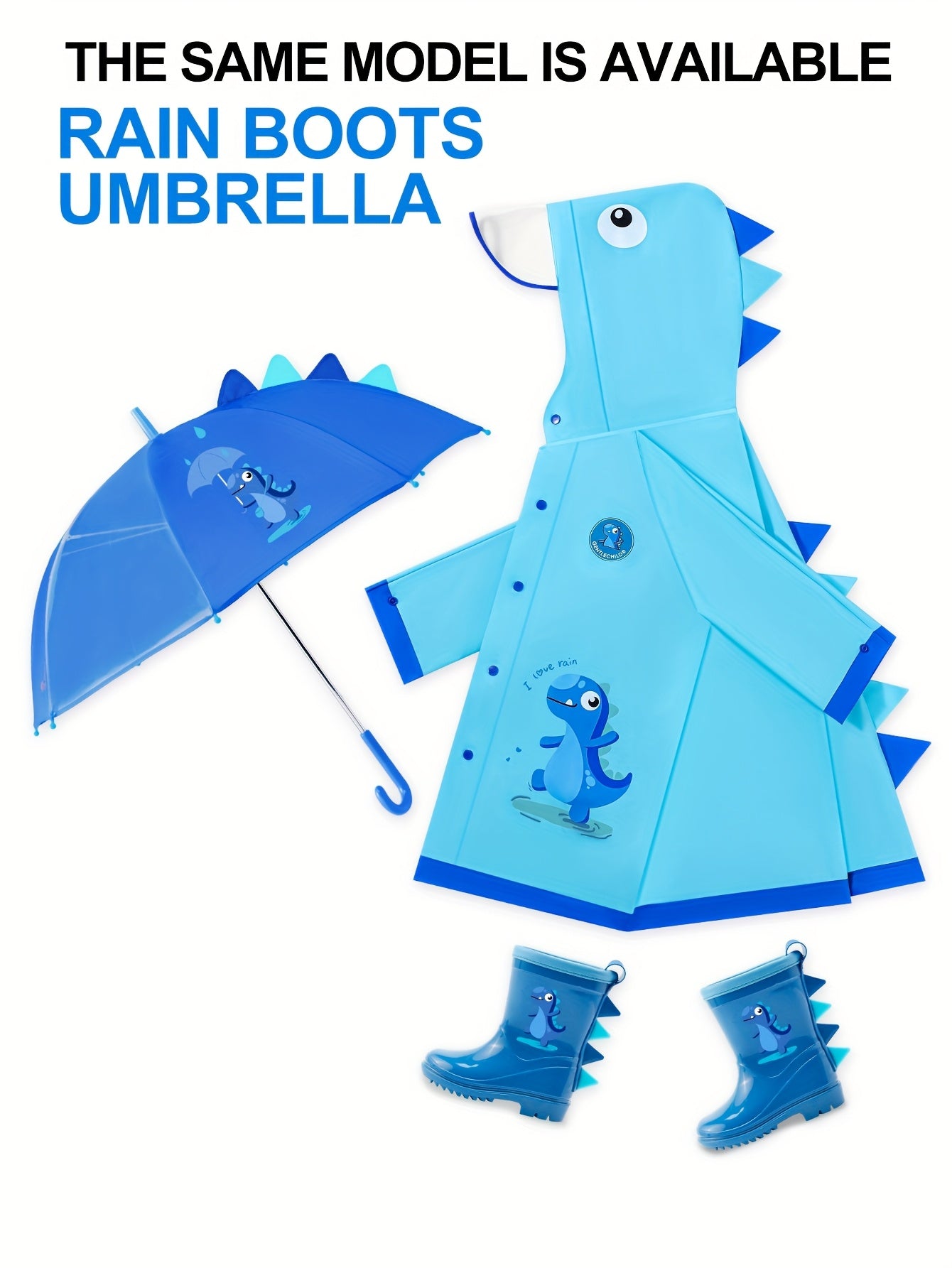 Kids' Soft and Comfortable Outdoor Thickened Raincoat for Boys and Girls -6 Years, Cute EVA Lightweight Rain Cape with 3D Tail Spikes