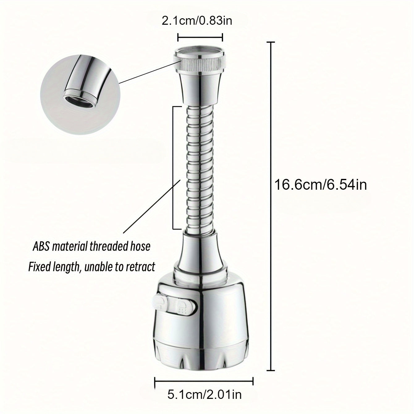 [Stainless Faucet] 1pc Stainless Steel 360° Swivel Kitchen Faucet Sprayer | 2-Speed Universal Sink Head with Splash-Proof Extension, Water Saving Household Tap Aerator, Single-Hole Deck Mount, Classic
