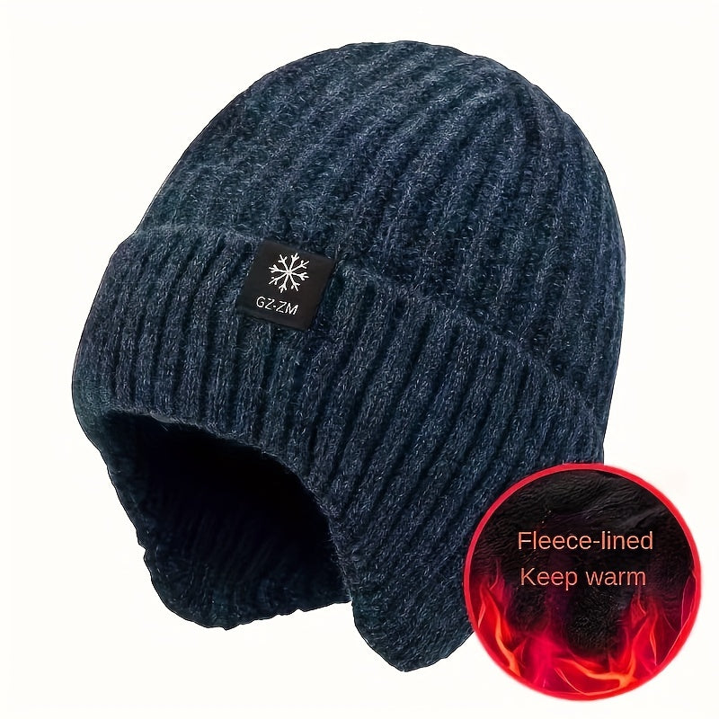 1pc Men's Thick Fleece-Lined Knit Beanie