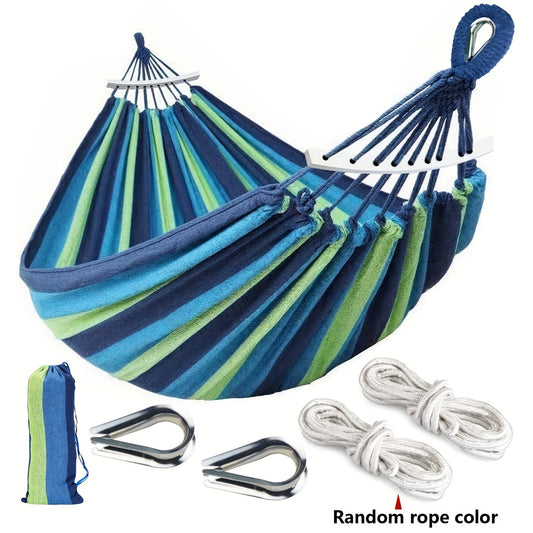 2.8*1.5M Extra-Large Thickened Fabric Curved Stick Hammock with Anti-Rollover Design for Comfortable Relaxation - Durable, Portable, and Easy to Assemble