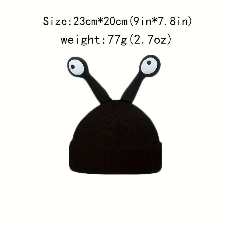 Funny Insect Anime Beanie With Ears Black Cartoon Halloween Skull Cap Thick Coldproof Warm Cuffed Beanies For Women Men Autumn & Winter