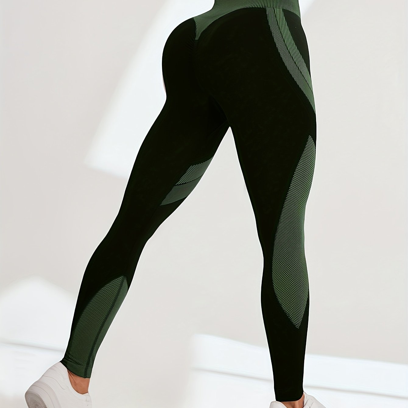 High Waist Seamless Yoga Pants with Color Stripes
