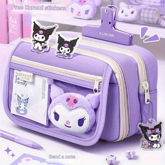 Sanrio Large 9-Layer Spacious Purple Kurumi Blue Artificial Jade Pencil Case