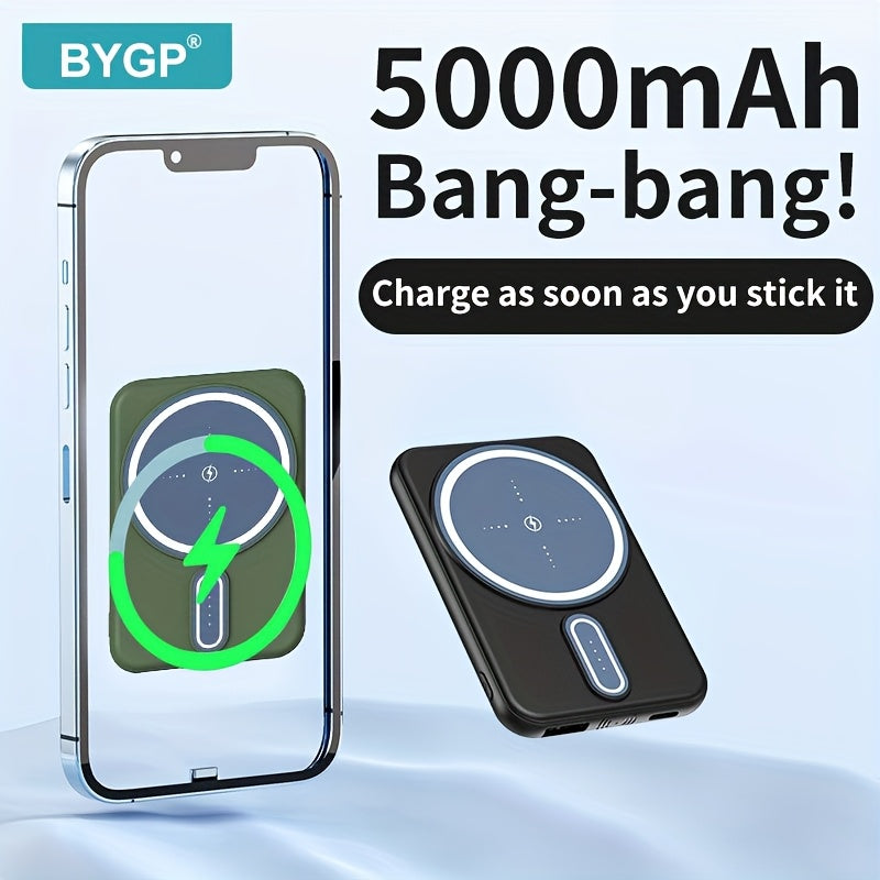 New 5000mAh Magnetic Wireless Power Bank for Apple 15 Pro / 14 Max / 13 / 12 Android Phones with LED Power Display, Portable Charger for Outdoor Travel Emergency Backup Mobile Power Supply, Gift