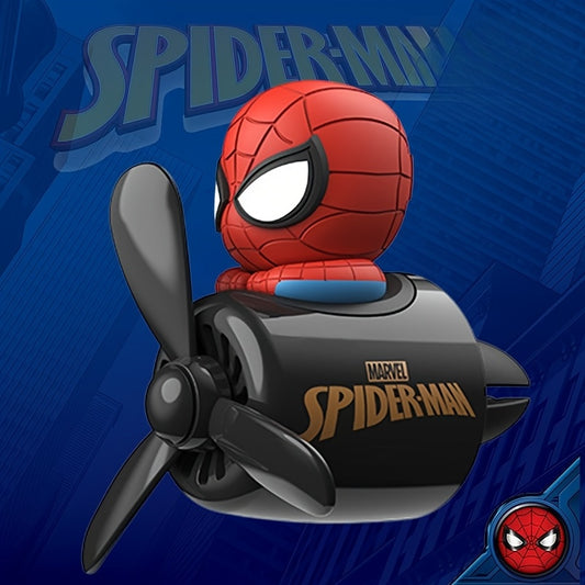 1pc Marvel Spider-Man Car Air Freshener, Nodding Pilot Spider-Man Small Plane Ornament with Odorless Vent Clip and Rotating Propellers, Dashboard Interior Decor Pendant for Vehicle Decoration - Perfect Gift for Christmas, Hal