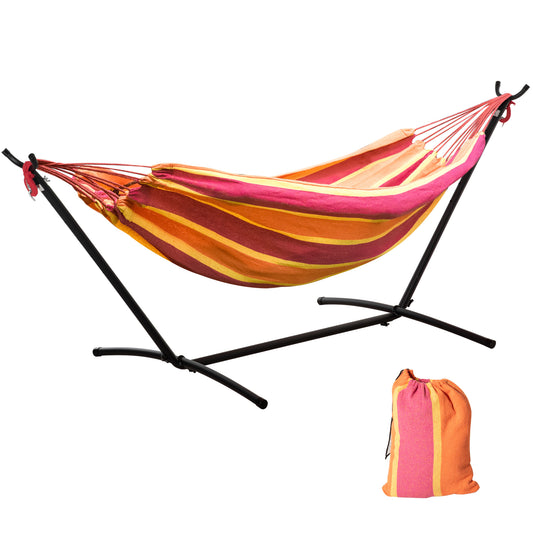 298 x 117cm Hammock with Stand Camping Hammock with Portable Carrying Bag, Adjustable Height, 120kg Load Capacity