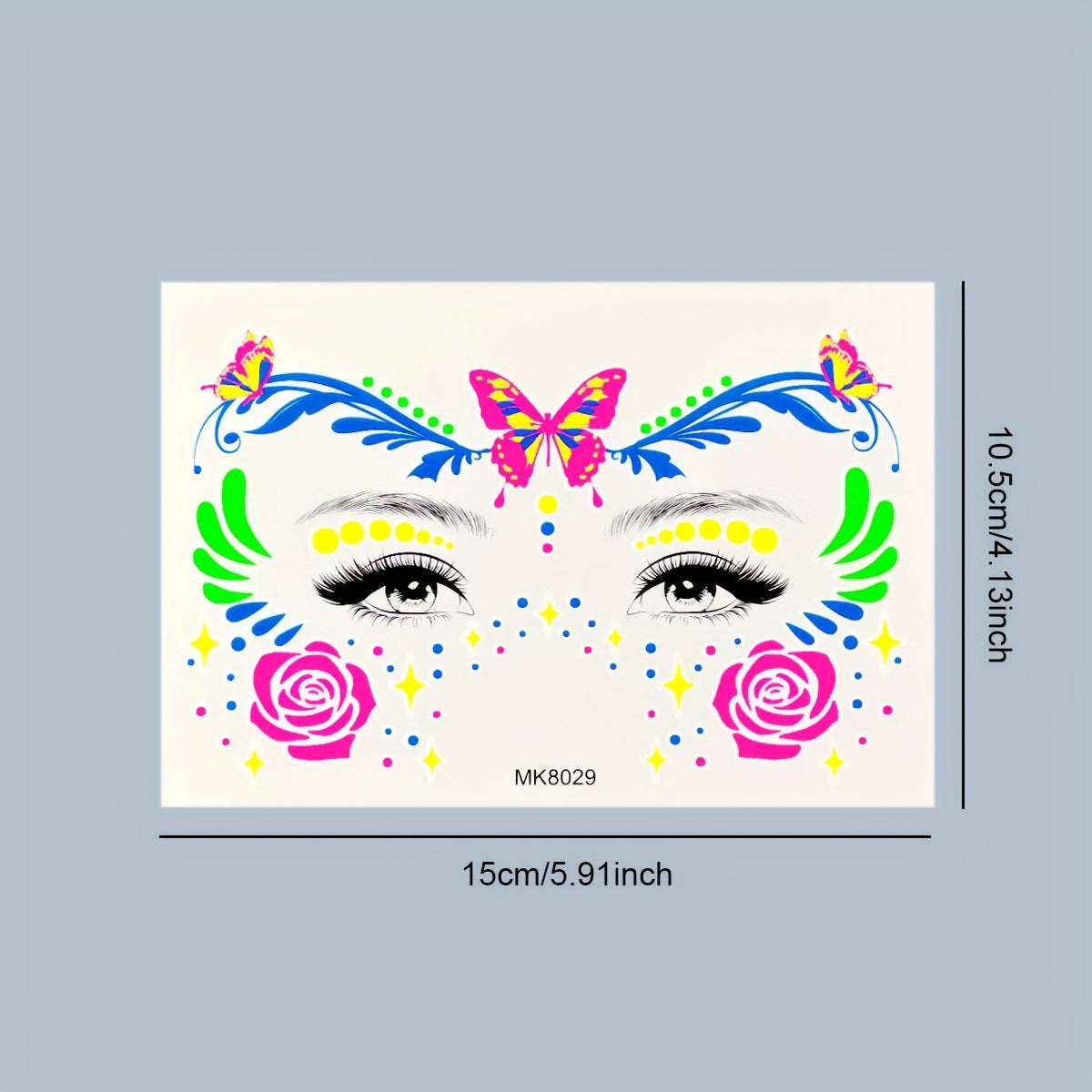 9 Sheets Neon Temporary Tattoos, Blacklight Waterproof Tattoo Stickers, Facial & Body Art Makeup for Night Parties, Music Festivals, and Events, Various Design