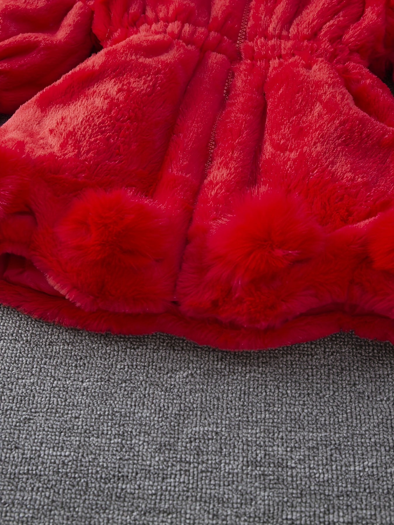 Girls' Winter Coat with Plush Fur-Lined Hood - Thick Fleece-Lined Zipper Front, Flared Hem & Pom-Pom Details, Cute Solid Color Outerwear for Fall/Winter, Cozy Warm Jacket for Cold Weather, Cozy Winter Wear, Playful Design, So